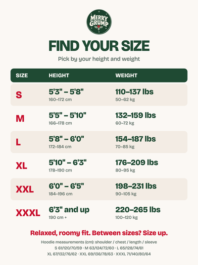 MerryGrump size chart